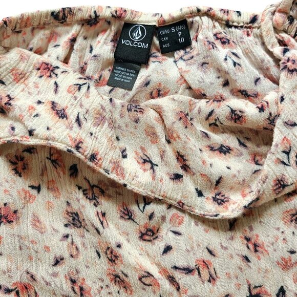 Volcom Dress Women S Floral Sphaghetti Strap Dress Mini Preppy Trendy Babydoll - Picture 6 of 9